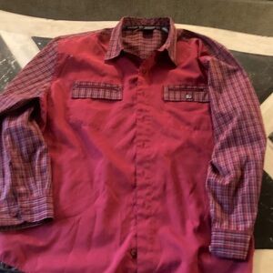 Bugle Boy Crimson and Brown Plaid Shirt